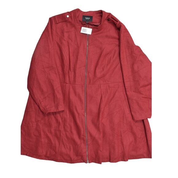 NEW Torrid Red Overcoat Plus Size 6 NWT Red Zip Front Flare Wool Coat - Picture 1 of 8
